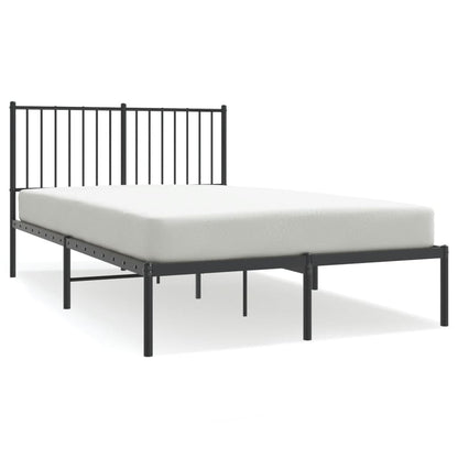 Sleek Black Metal Bed Frame with Headboard, 120x190cm