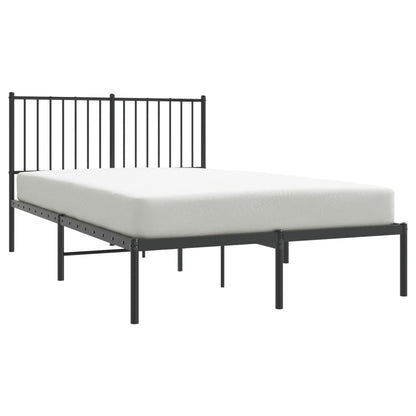 Sleek Black Metal Bed Frame with Headboard, 120x190cm