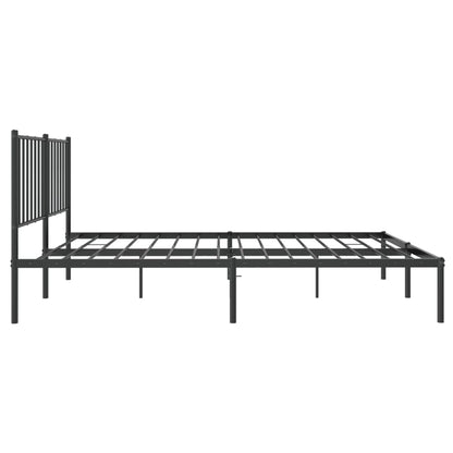 Sleek Black Metal Bed Frame with Headboard, 120x190cm
