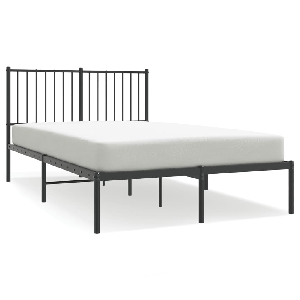 Sleek Black Metal Bed Frame with Headboard 120x200cm - No Mattress