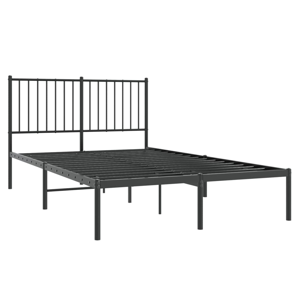 Sleek Black Metal Bed Frame with Headboard 120x200cm - No Mattress