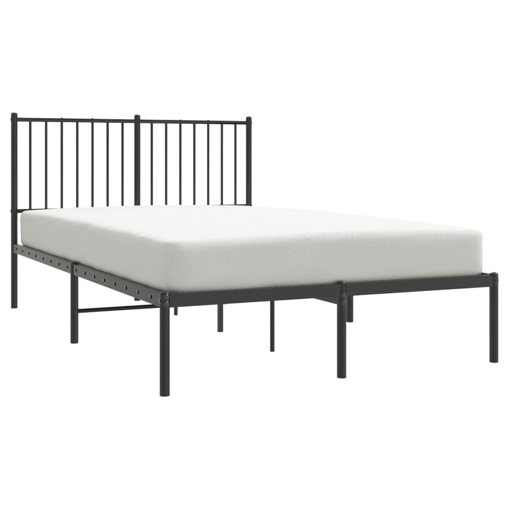 Sleek Black Metal Bed Frame with Headboard 120x200cm - No Mattress