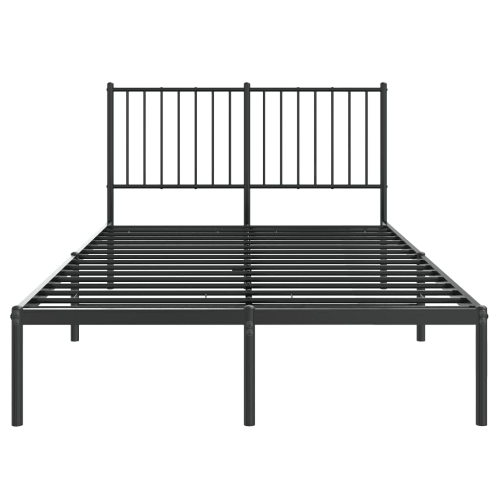 Sleek Black Metal Bed Frame with Headboard 120x200cm - No Mattress
