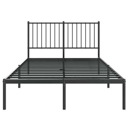 Sleek Black Metal Bed Frame with Headboard 120x200cm - No Mattress