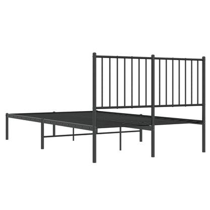 Sleek Black Metal Bed Frame with Headboard 120x200cm - No Mattress