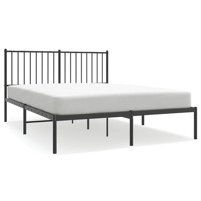 Black Metal Bed Frame with Headboard 135x190cm - No Mattress Included