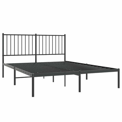 Black Metal Bed Frame with Headboard 135x190cm - No Mattress Included