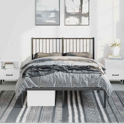 Black Metal Bed Frame with Headboard 135x190cm - No Mattress Included