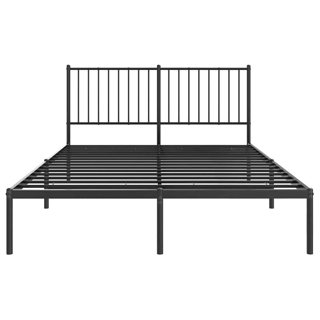 Black Metal Bed Frame with Headboard 135x190cm - No Mattress Included