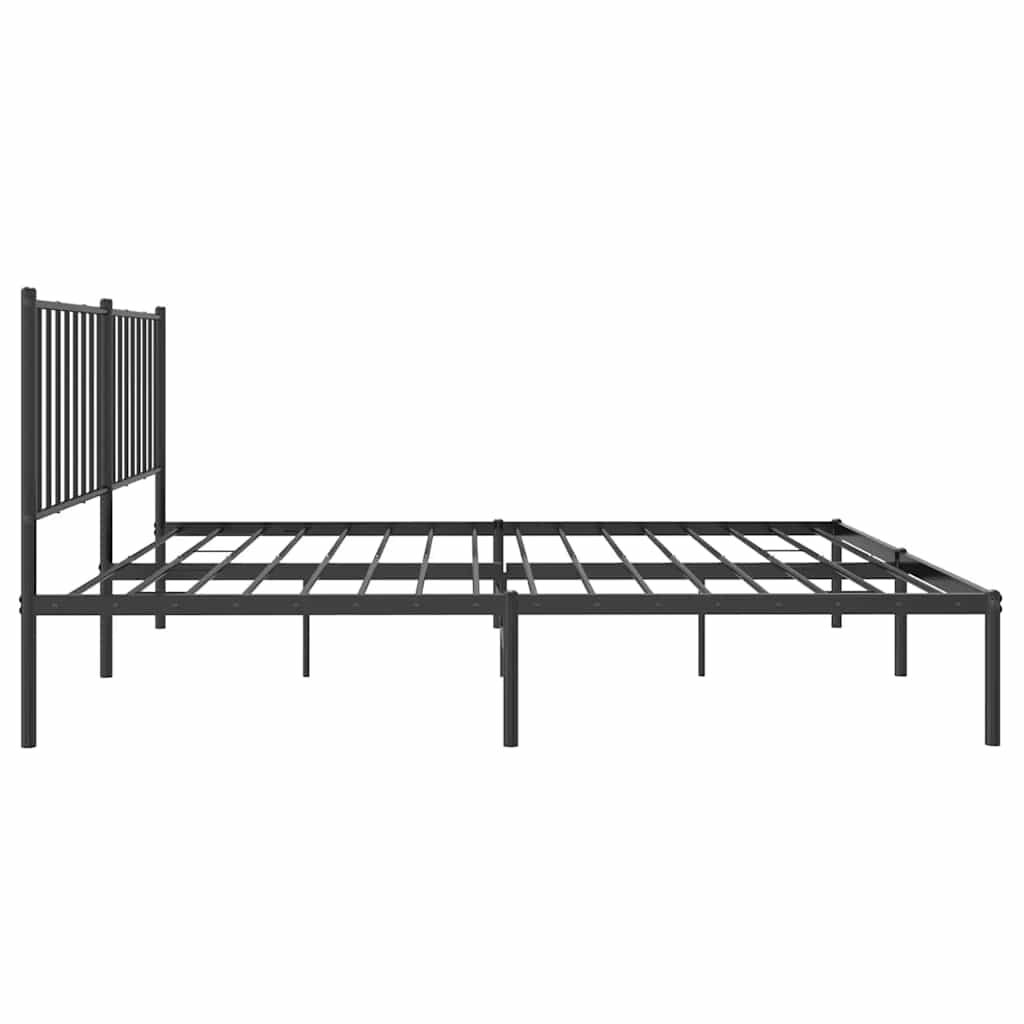 Black Metal Bed Frame with Headboard 135x190cm - No Mattress Included