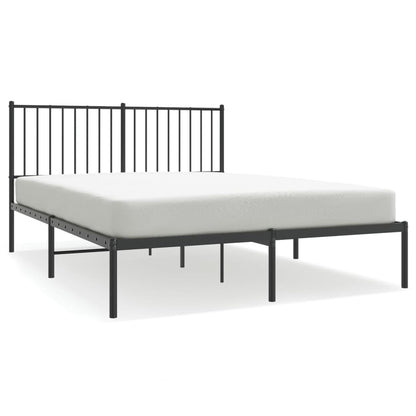 Black Metal Bed Frame with Headboard - 140x200cm Mattress Not Included