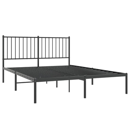 Black Metal Bed Frame with Headboard - 140x200cm Mattress Not Included