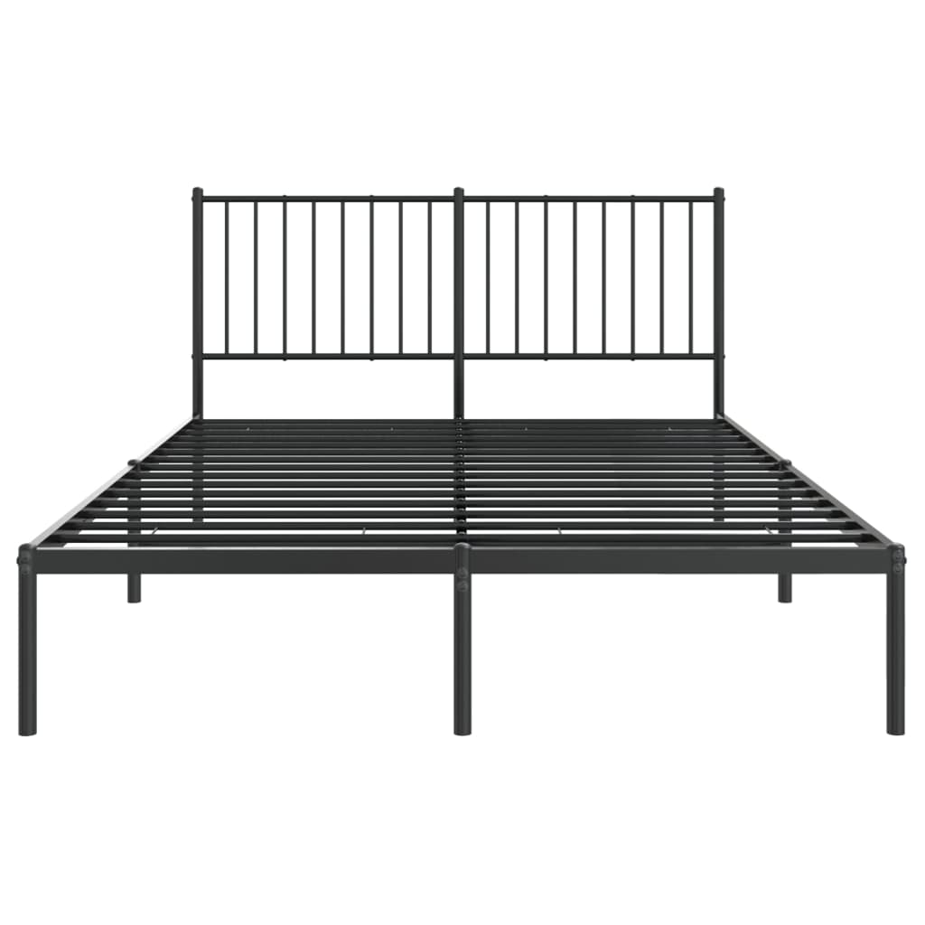 Black Metal Bed Frame with Headboard - 140x200cm Mattress Not Included