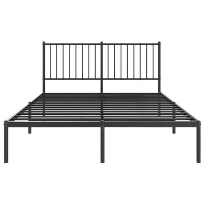 Black Metal Bed Frame with Headboard - 140x200cm Mattress Not Included