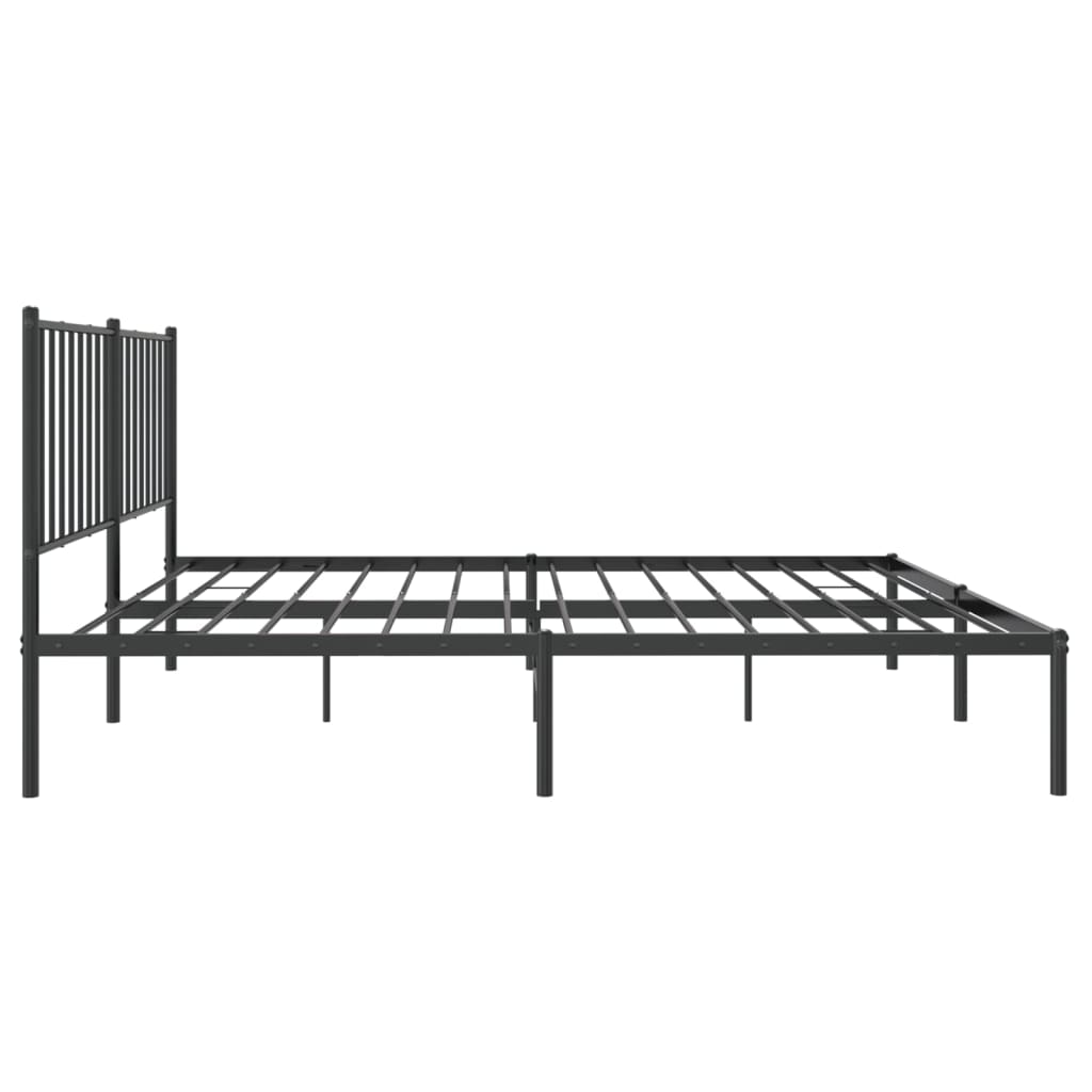 Black Metal Bed Frame with Headboard - 140x200cm Mattress Not Included