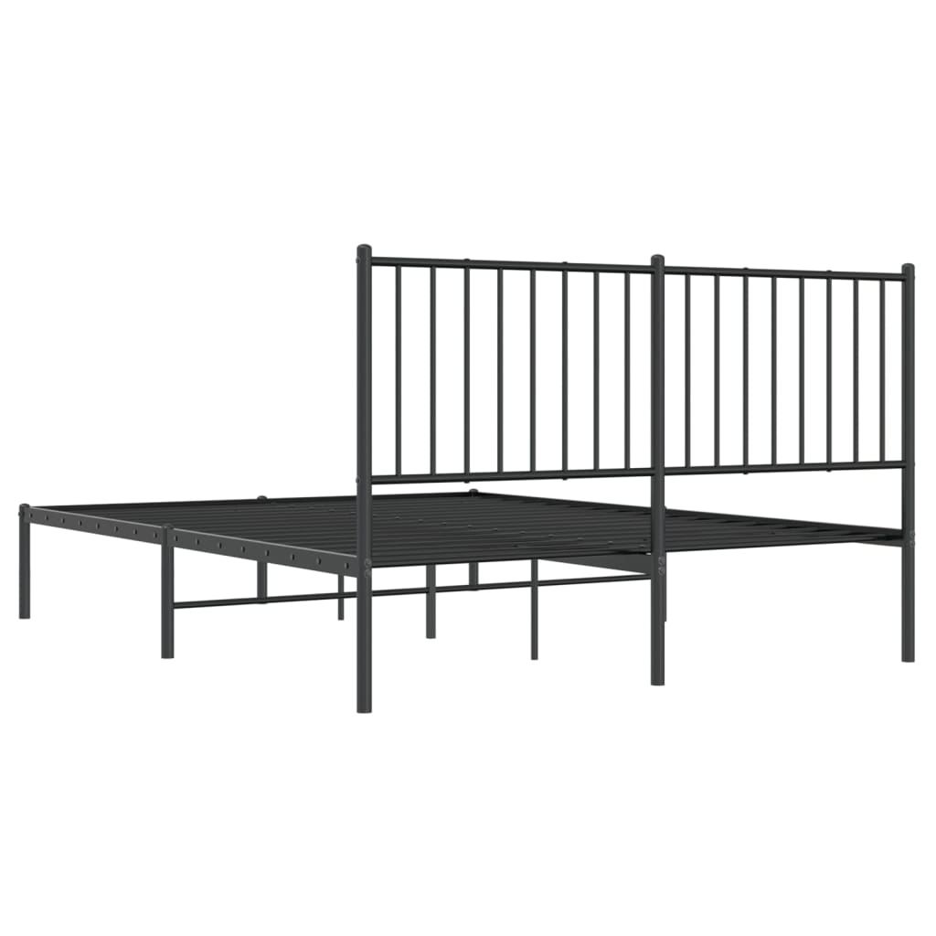 Black Metal Bed Frame with Headboard - 140x200cm Mattress Not Included