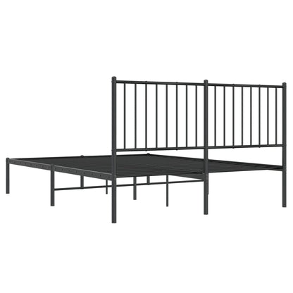 Black Metal Bed Frame with Headboard - 140x200cm Mattress Not Included
