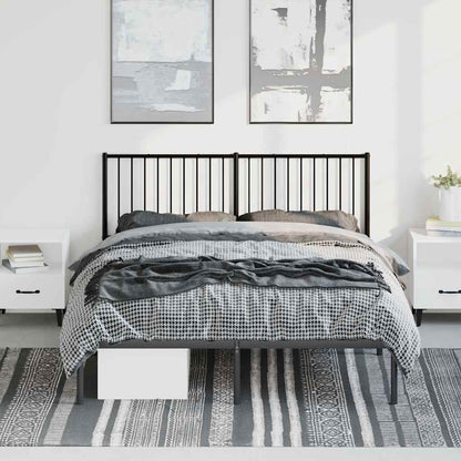 Sleek Black Metal Bed Frame with Headboard - 150x200cm