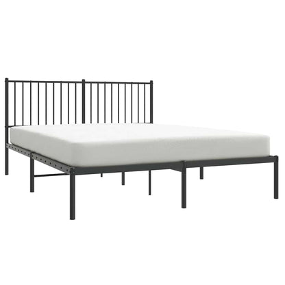 Sleek Black Metal Bed Frame with Headboard - 150x200cm