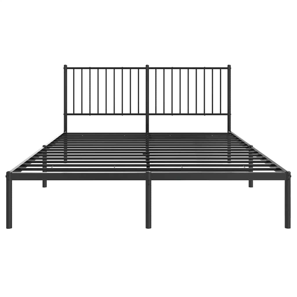 Sleek Black Metal Bed Frame with Headboard - 150x200cm