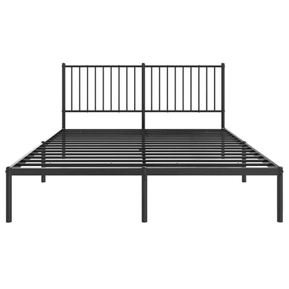 Sleek Black Metal Bed Frame with Headboard - 150x200cm