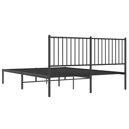 Sleek Black Metal Bed Frame with Headboard - 150x200cm