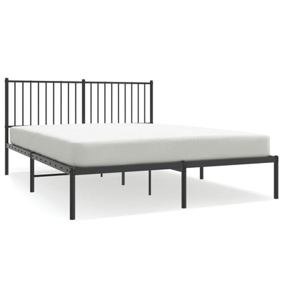 Black Metal Bed Frame with Headboard 160x200cm - No Mattress