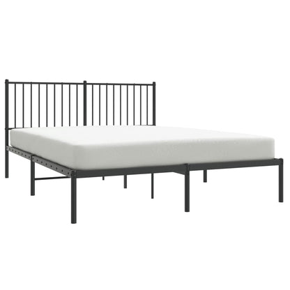 Black Metal Bed Frame with Headboard 160x200cm - No Mattress