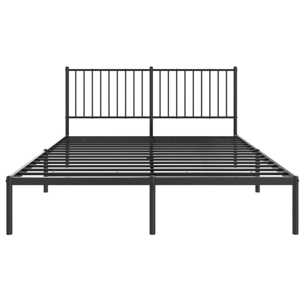 Black Metal Bed Frame with Headboard 160x200cm - No Mattress