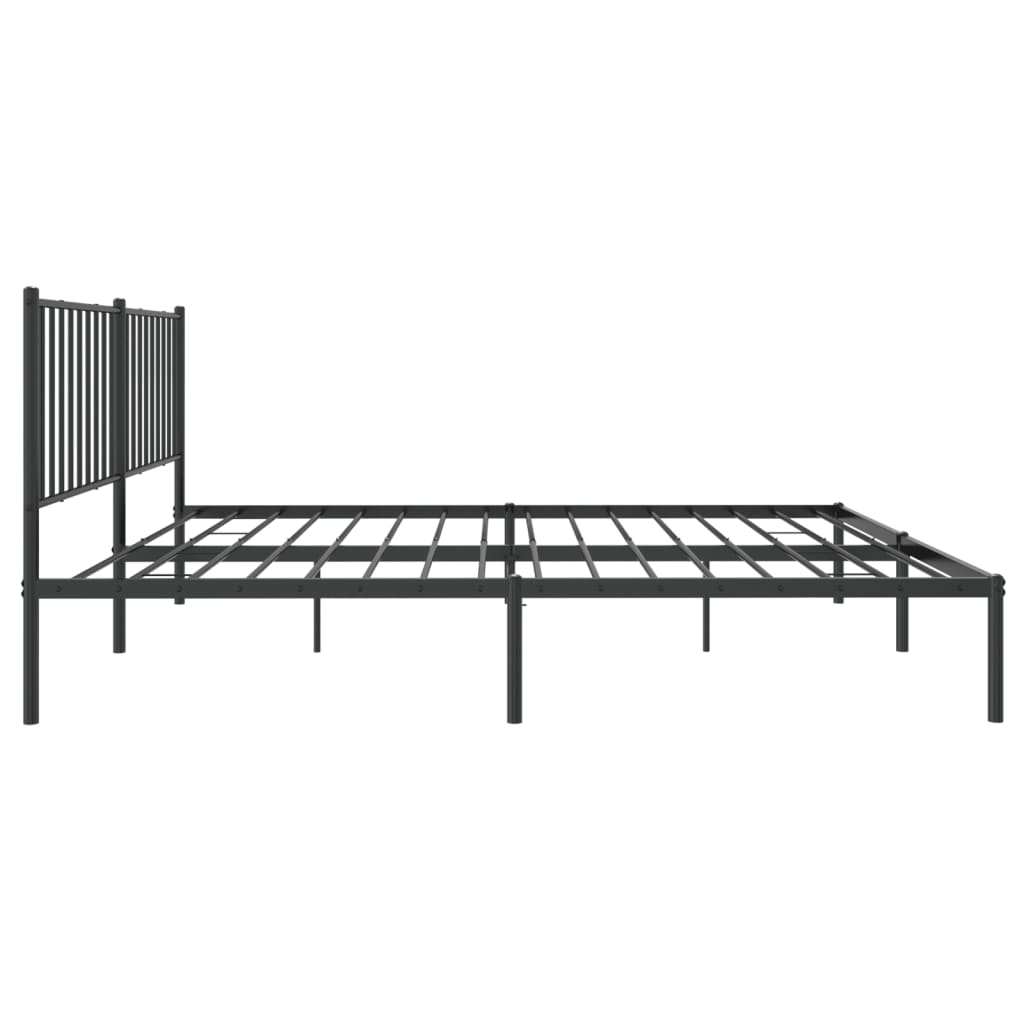 Black Metal Bed Frame with Headboard 160x200cm - No Mattress