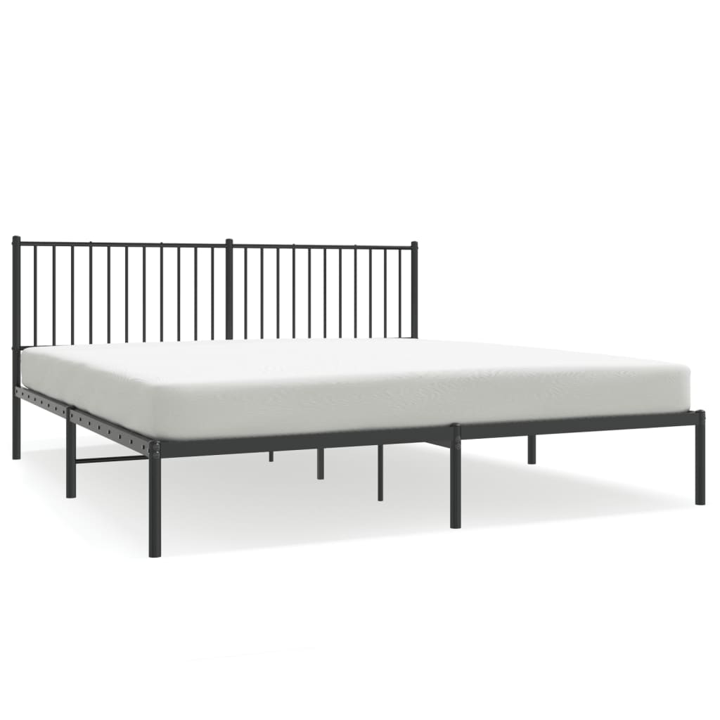 Black Metal Bed Frame with Headboard 180x200cm - No Mattress Included