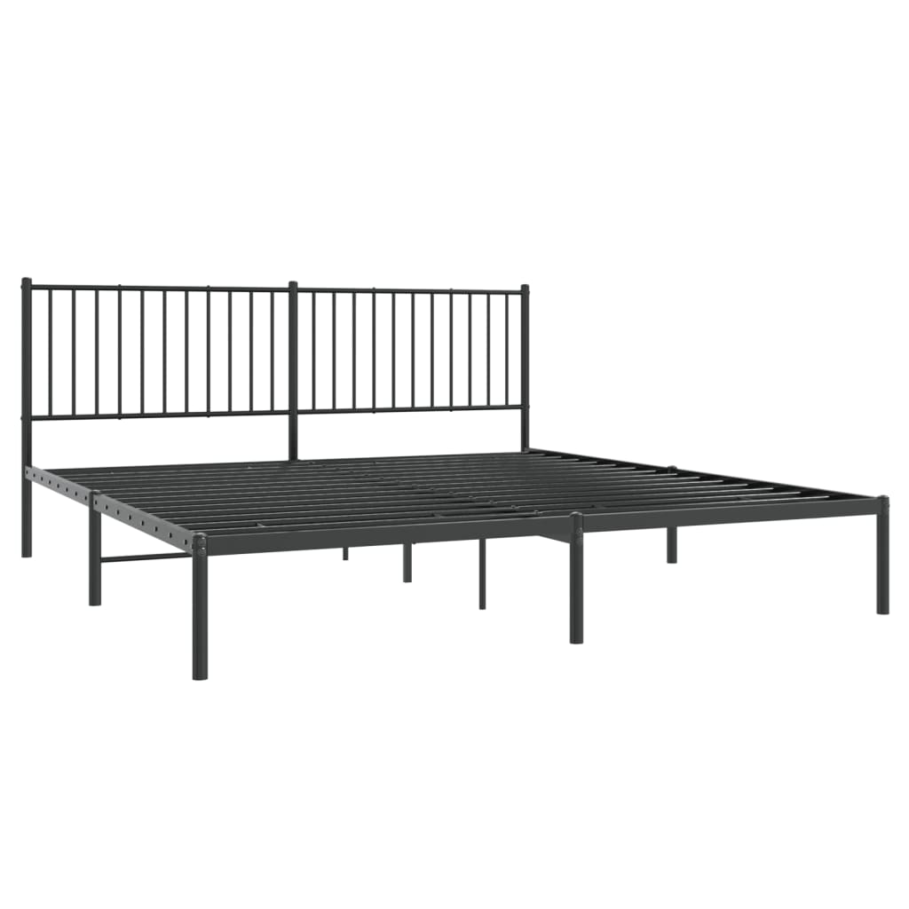 Black Metal Bed Frame with Headboard 180x200cm - No Mattress Included