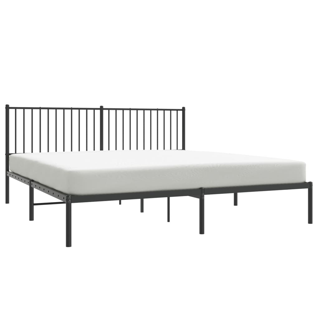 Black Metal Bed Frame with Headboard 180x200cm - No Mattress Included