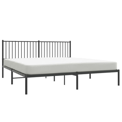 Black Metal Bed Frame with Headboard 180x200cm - No Mattress Included
