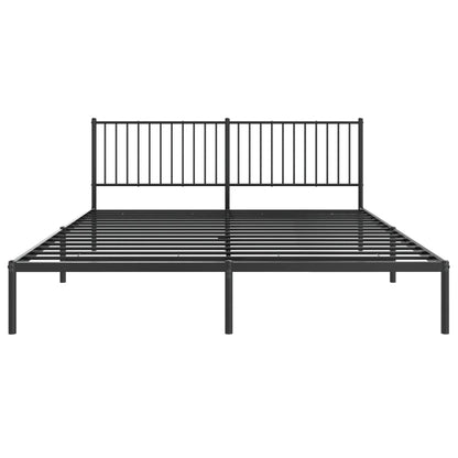 Black Metal Bed Frame with Headboard 180x200cm - No Mattress Included