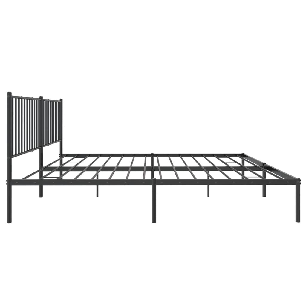 Black Metal Bed Frame with Headboard 180x200cm - No Mattress Included