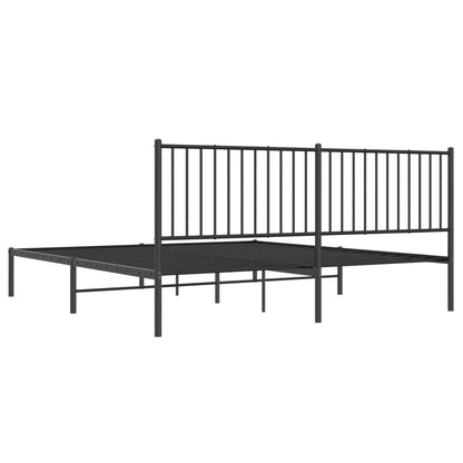 Black Metal Bed Frame with Headboard 180x200cm - No Mattress Included