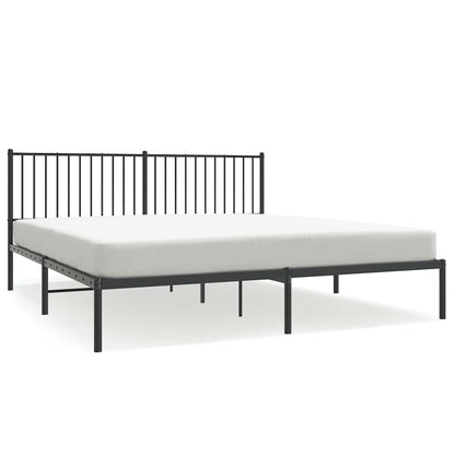 Sturdy Black Metal Bed Frame with Headboard 183x213cm, No Mattress