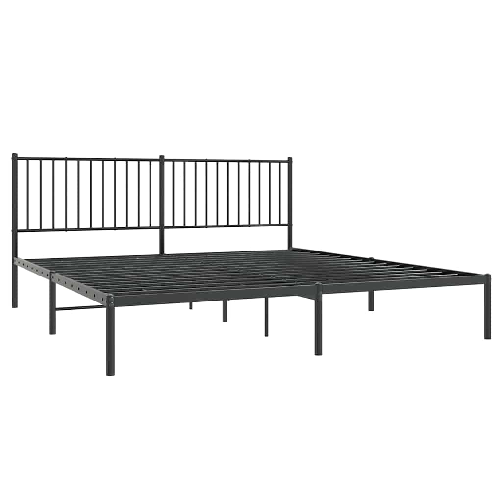 Sturdy Black Metal Bed Frame with Headboard 183x213cm, No Mattress