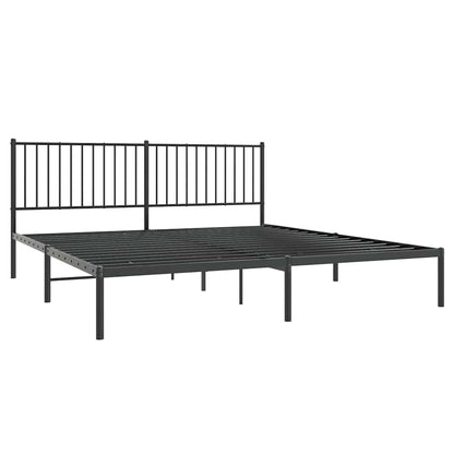 Sturdy Black Metal Bed Frame with Headboard 183x213cm, No Mattress