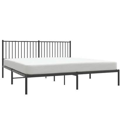 Sturdy Black Metal Bed Frame with Headboard 183x213cm, No Mattress