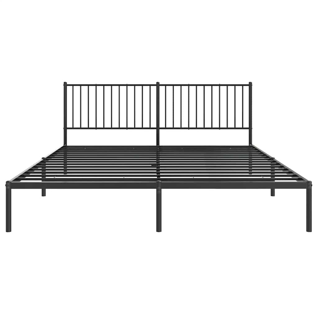 Sturdy Black Metal Bed Frame with Headboard 183x213cm, No Mattress