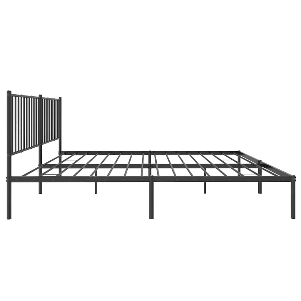 Sturdy Black Metal Bed Frame with Headboard 183x213cm, No Mattress
