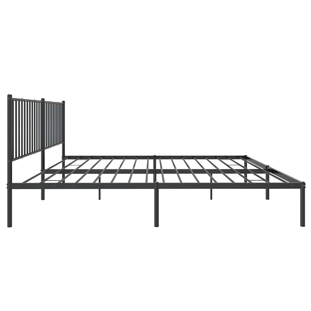 Black Metal Bed Frame with Headboard - Sturdy 193x203cm Design