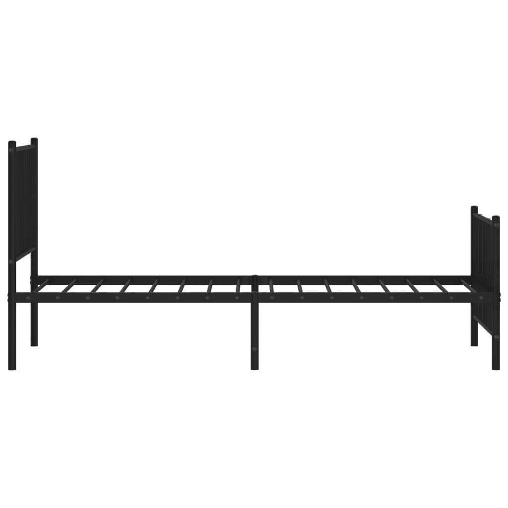 Sleek Black Metal Bed Frame with Footboard - 75x190cm, No Mattress