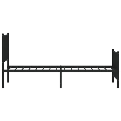 Sleek Black Metal Bed Frame with Footboard - 75x190cm, No Mattress