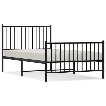 Sleek Black Metal Bed Frame 100x190cm with Footboard - No Mattress