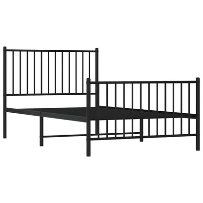 Sleek Black Metal Bed Frame 100x190cm with Footboard - No Mattress