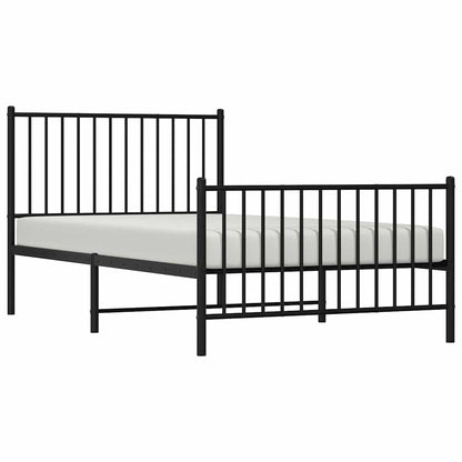 Sleek Black Metal Bed Frame 100x190cm with Footboard - No Mattress