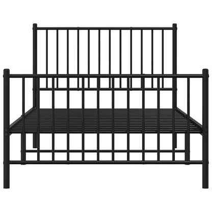 Sleek Black Metal Bed Frame 100x190cm with Footboard - No Mattress